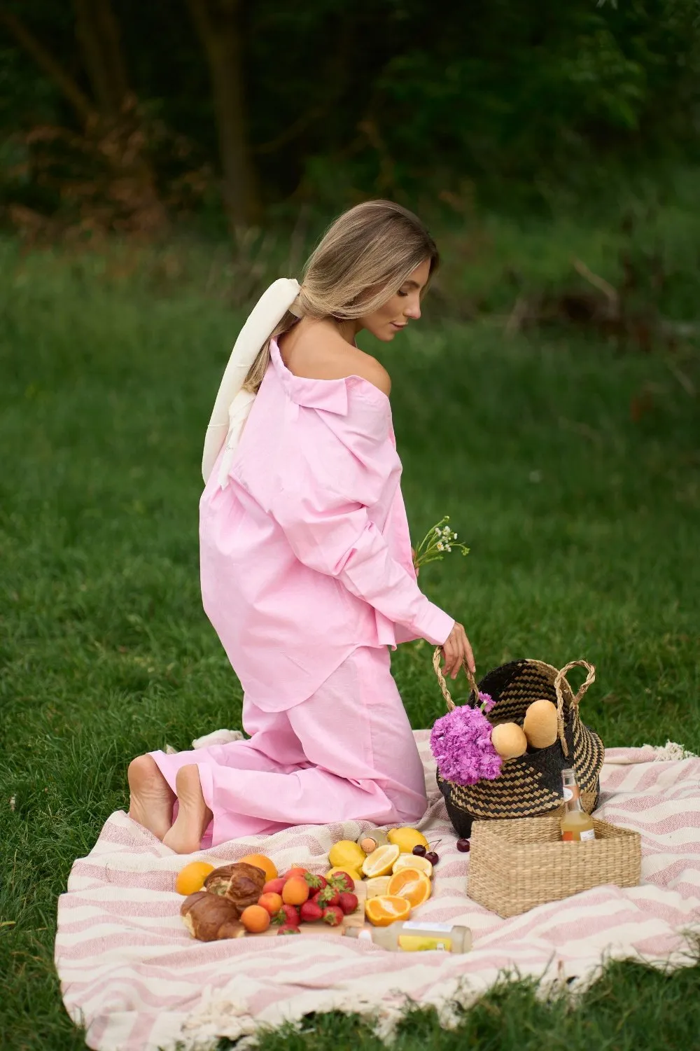 Pink Linen Blend Shirt