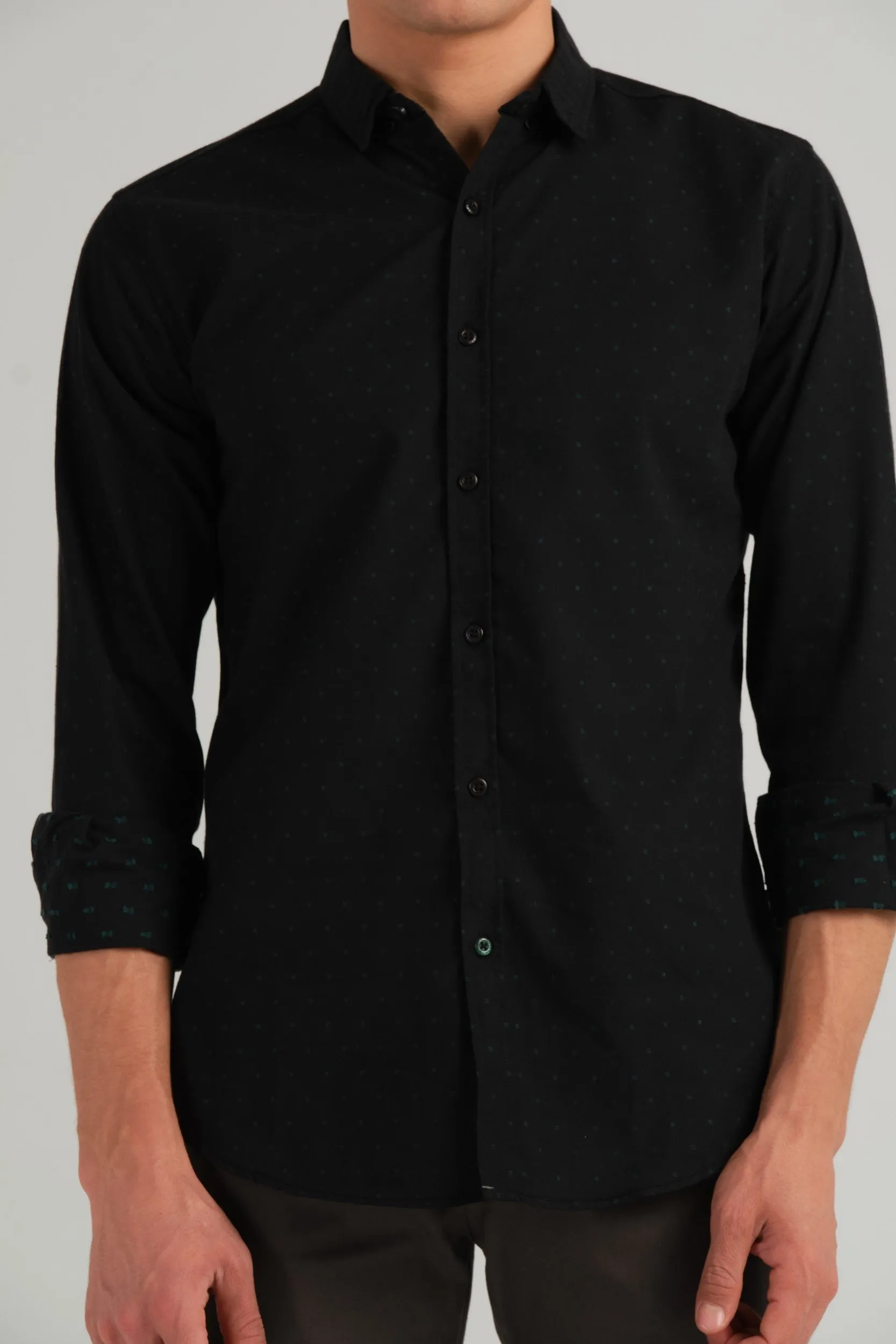 SOLID BLACK WOVEN SHIRT